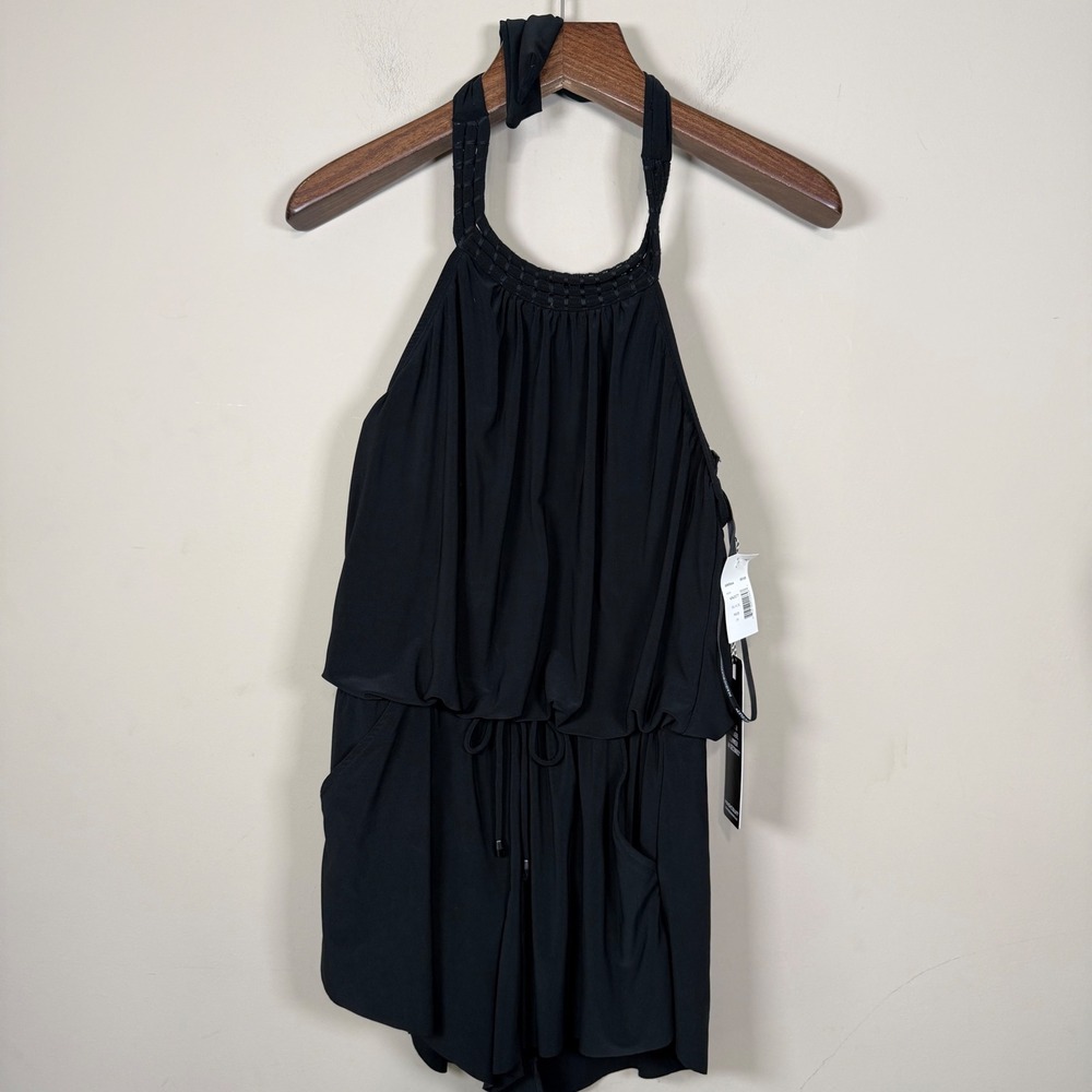Magicsuit NWT Black Piper Halterneck Romper Drawstring Waist Size 10